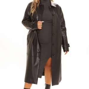 Faux Leather Trench Coat